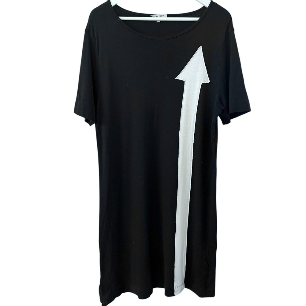 Lisa Todd Black White Arrow Side Zip Luxury Pima Cotton Casual Dress size L